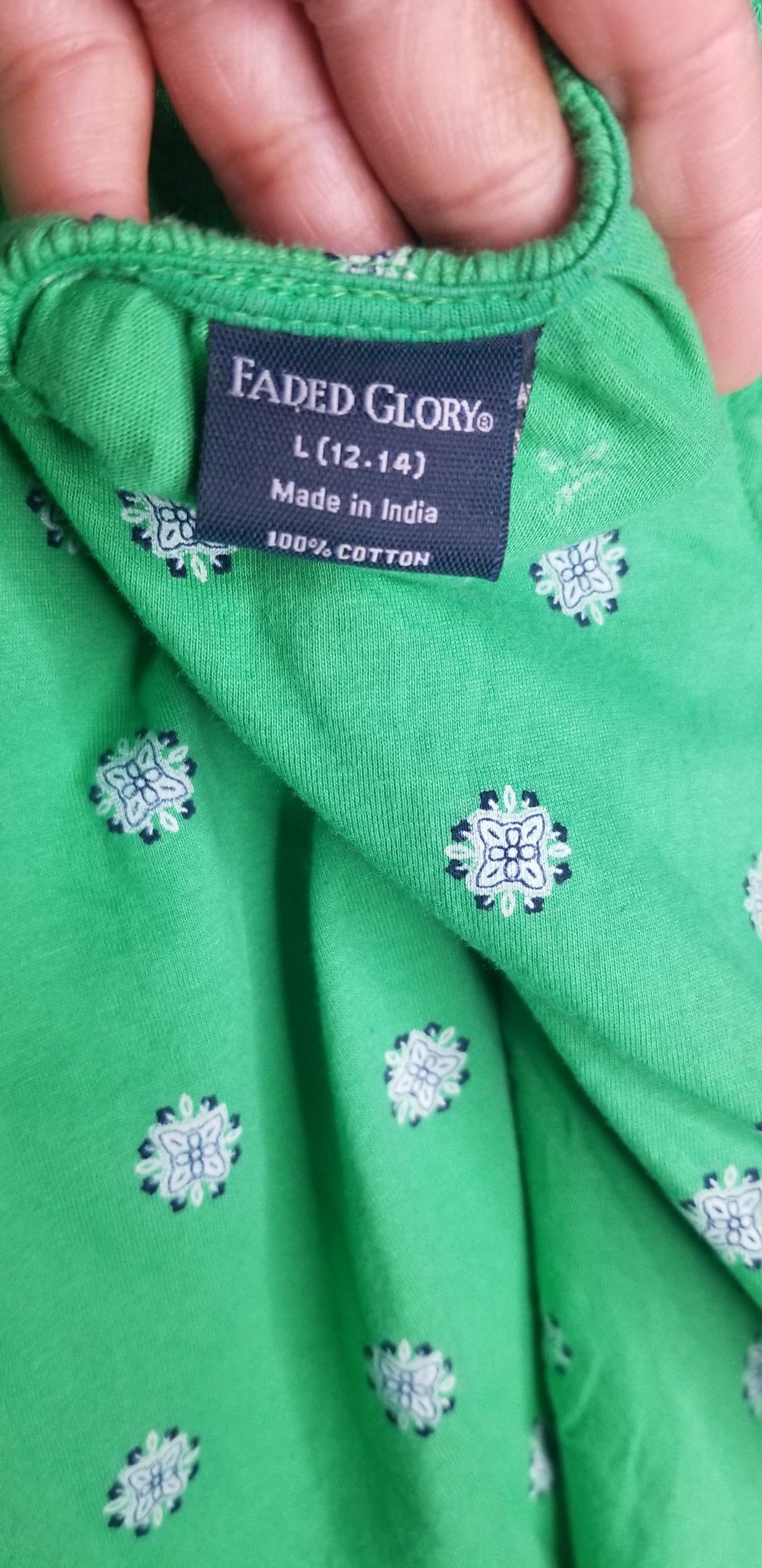 Faded Glory Y2K Green Crochet Sleeve Women's Baby doll Tank Size L