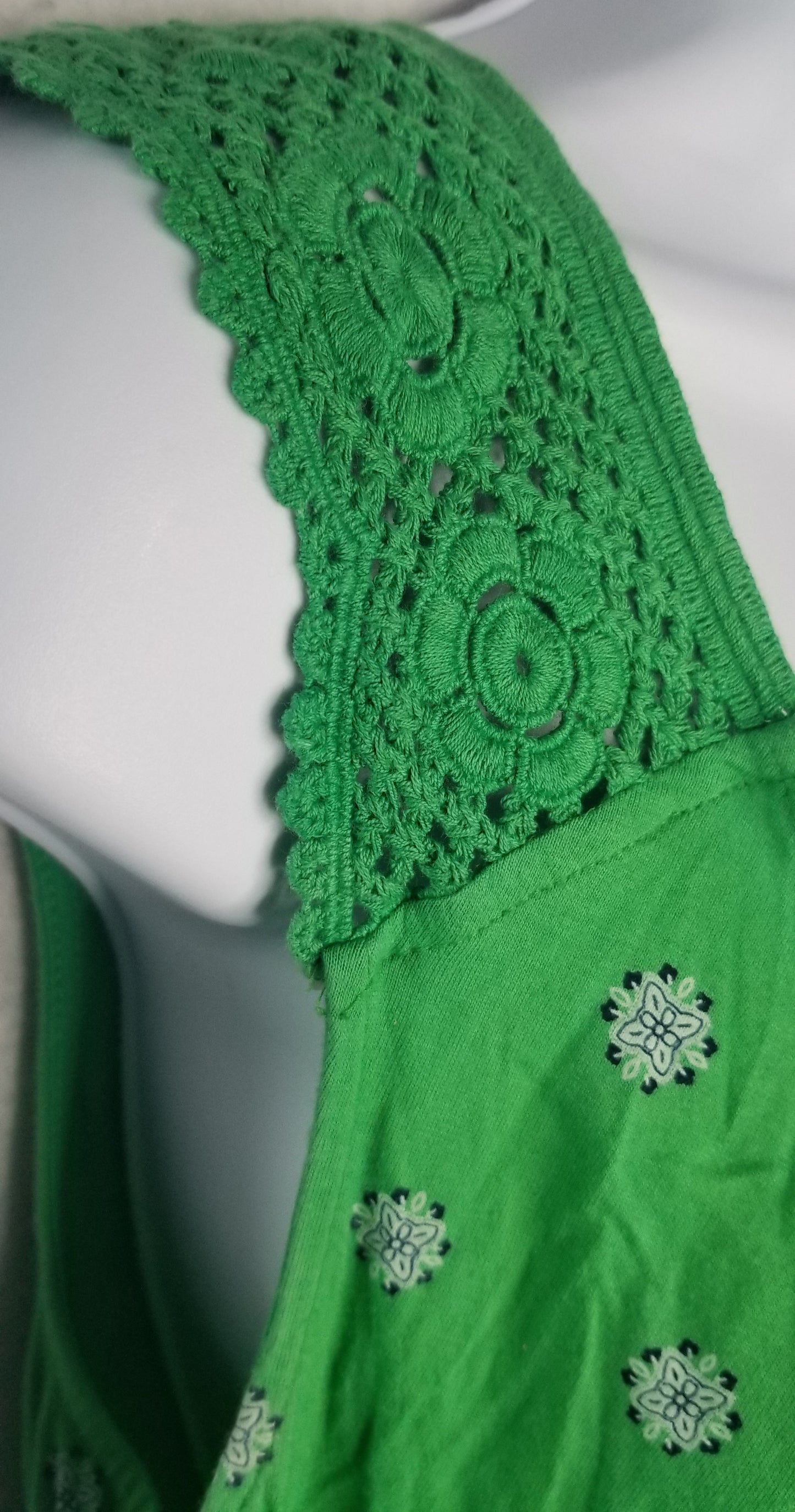 Faded Glory Y2K Green Crochet Sleeve Women's Baby doll Tank Size L