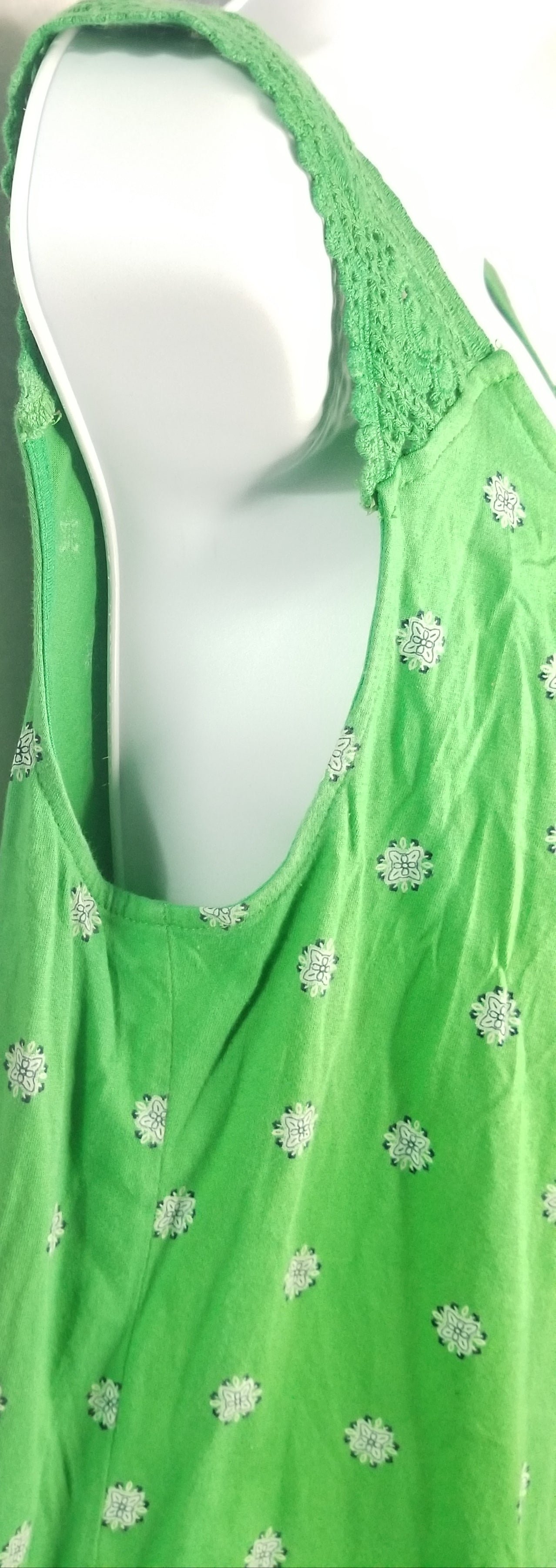 Faded Glory Y2K Green Crochet Sleeve Women's Baby doll Tank Size L