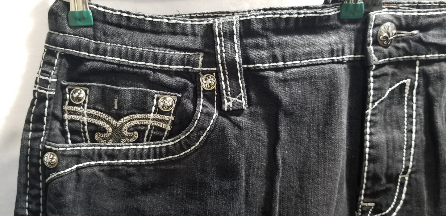 Rock Revival Black Demin Pierre Shorts Mens Size 44