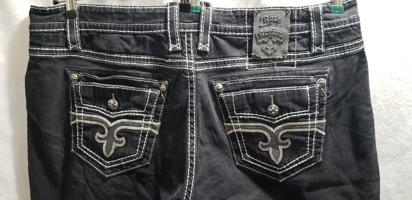 Rock Revival Black Demin Pierre Shorts Mens Size 44