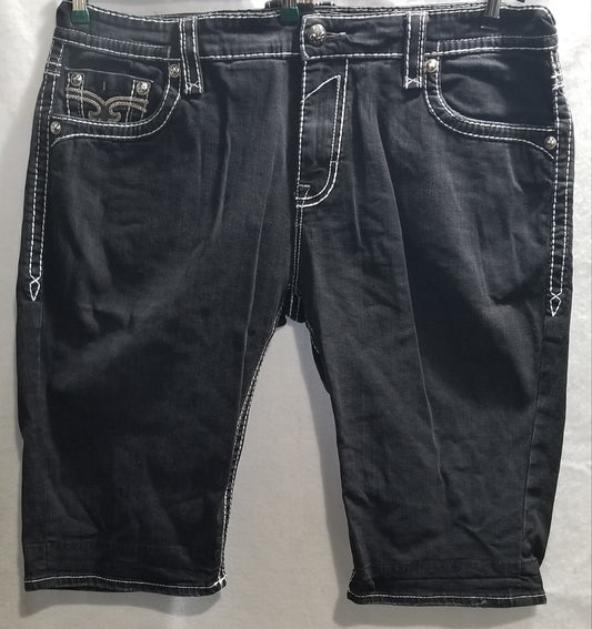 Rock Revival Black Demin Pierre Shorts Mens Size 44