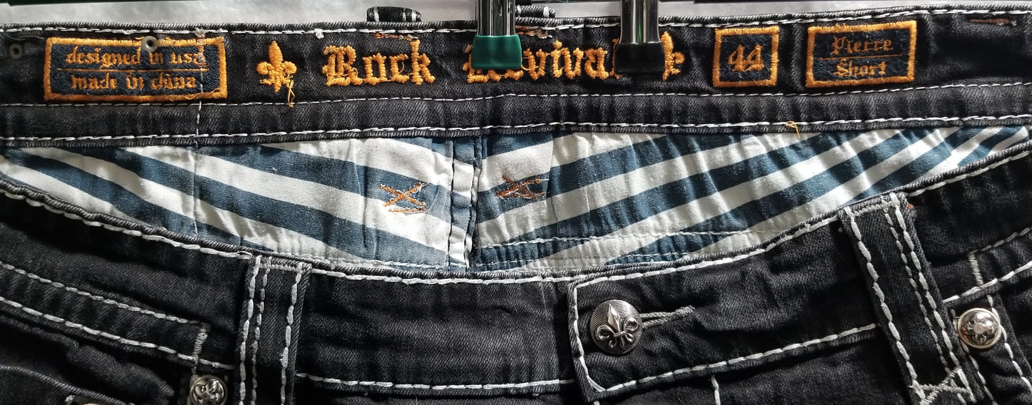 Rock Revival Black Demin Pierre Shorts Mens Size 44