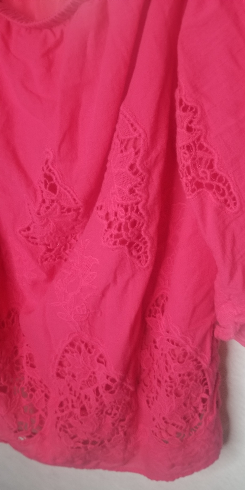 Lane Bryant Hot Pink Off Shouder  Embroidered Tunic Size 18/20