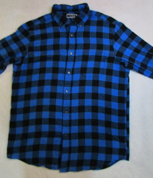 Club Room Mens Large Blue and Black Plaid Flannel Shirt