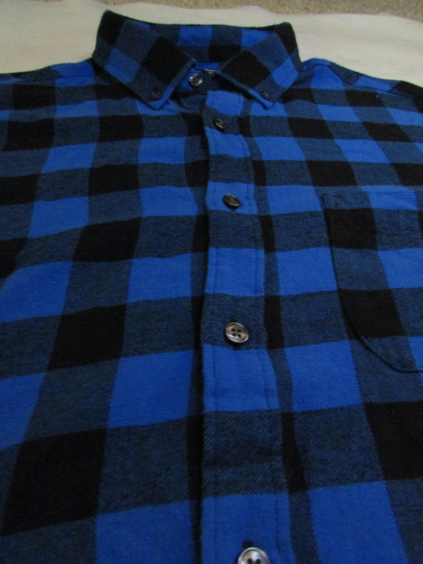 Club Room Men's Blue/Black Flannel Shirt - Size L