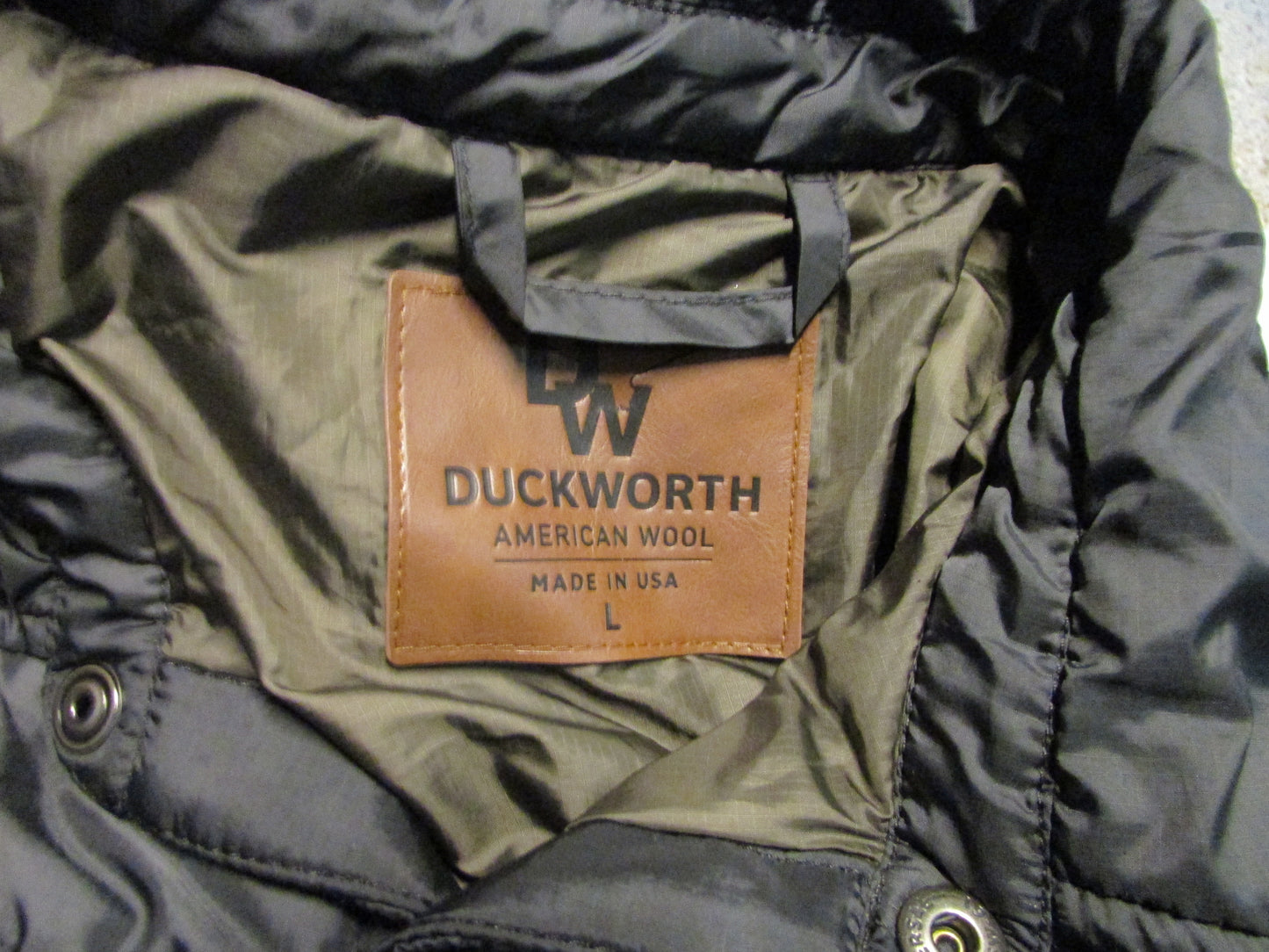 Duckworth Wool Men's Puffer Jacket Charcoal Gray - Size L