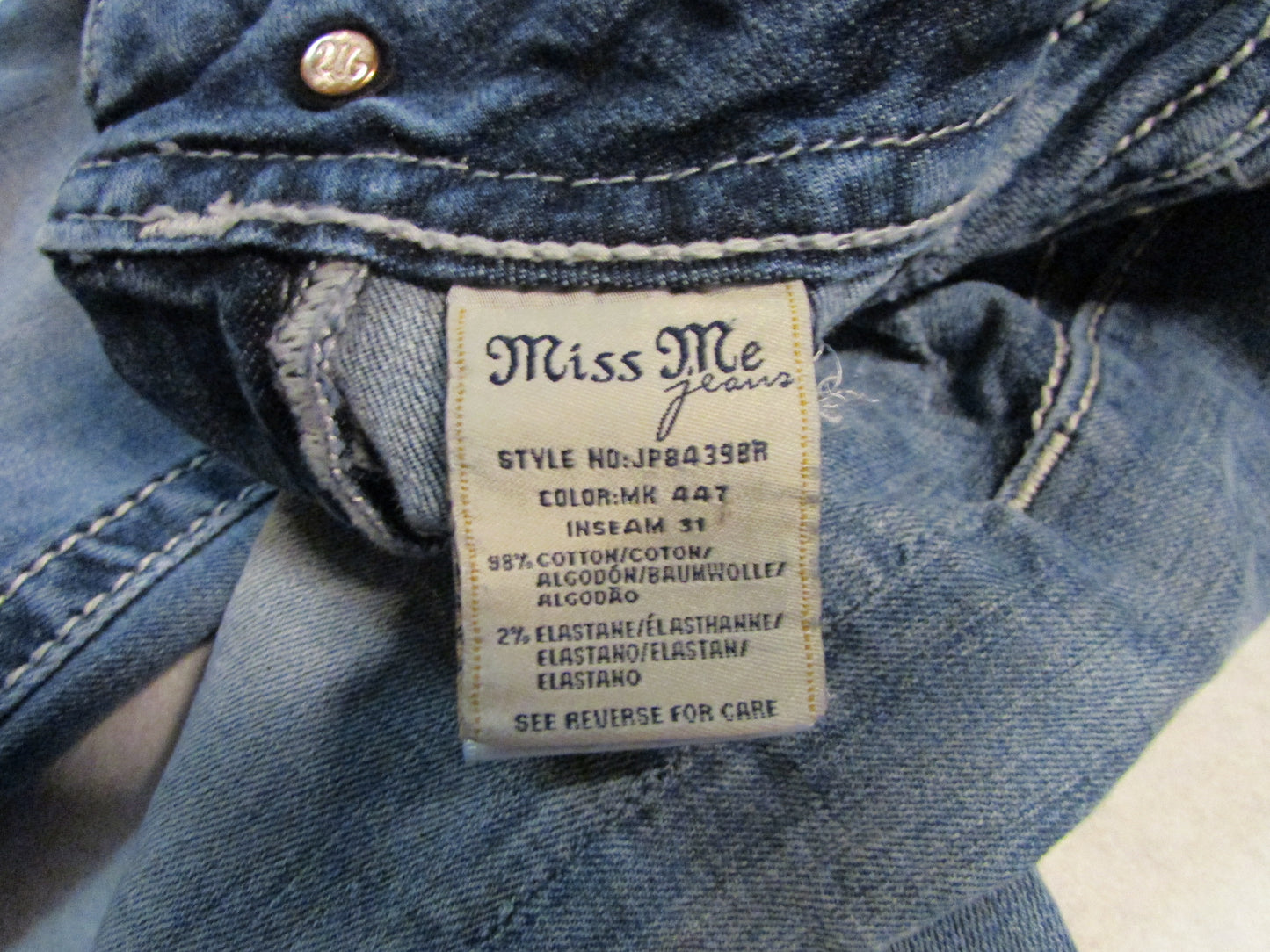 Miss Me Signature Boot Vintage Denim Jeans - Women's size 28