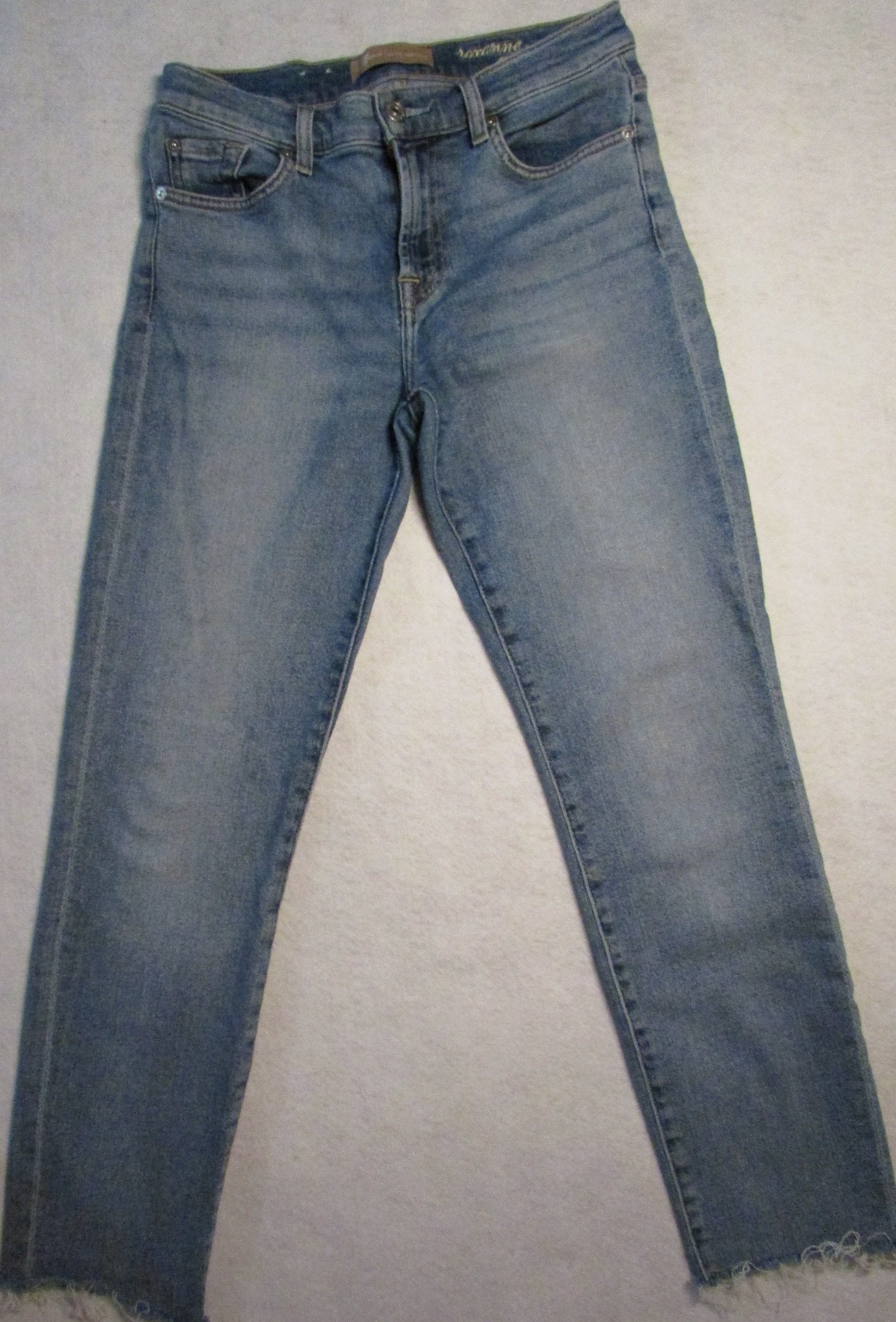 7 for All mankind - Roxanne Ankle light blue Strech Jeans with Fringe - Women's size 27