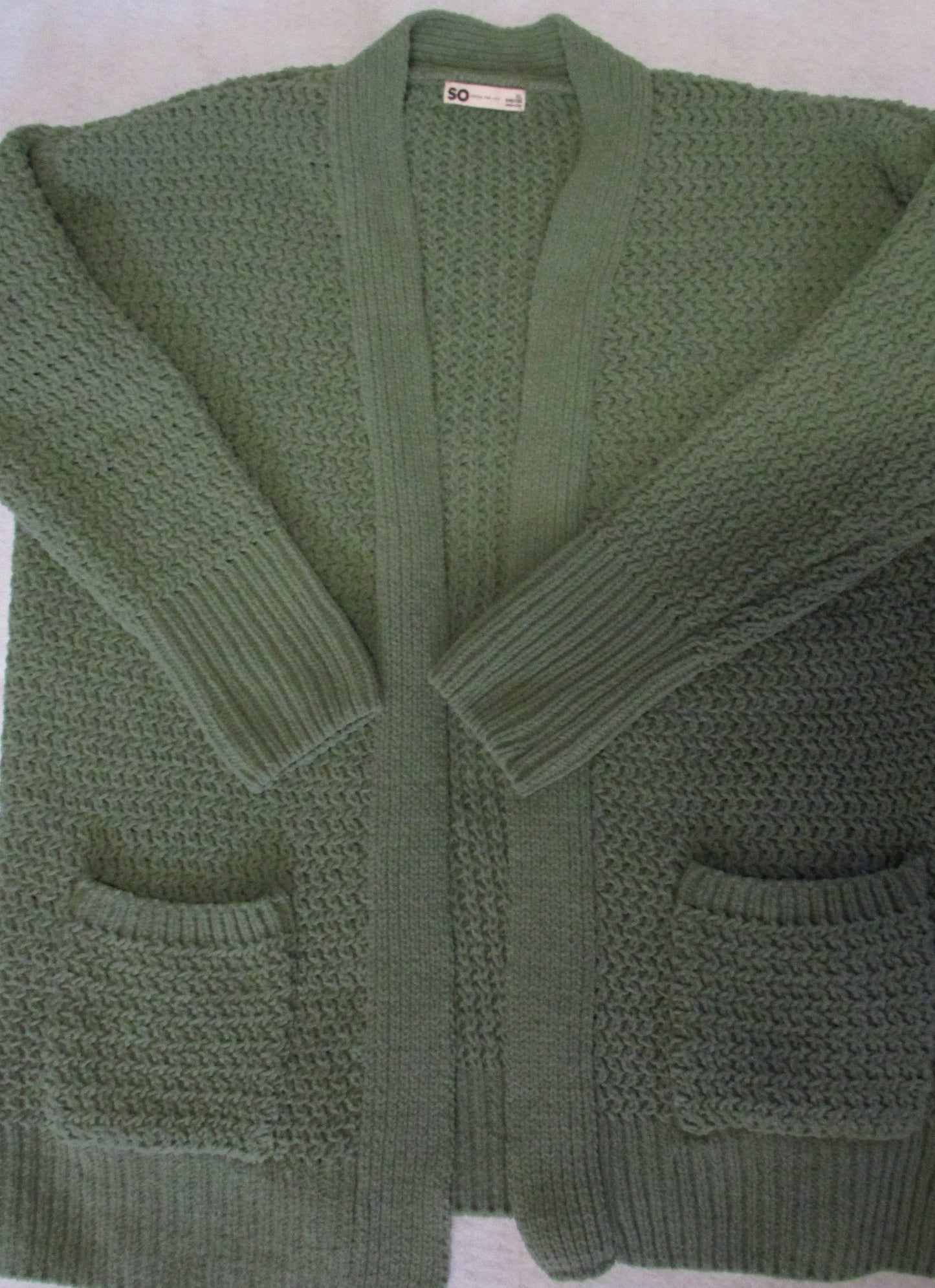 SO Forest Green Plush Knitted Sweater Cardigan - Size XL