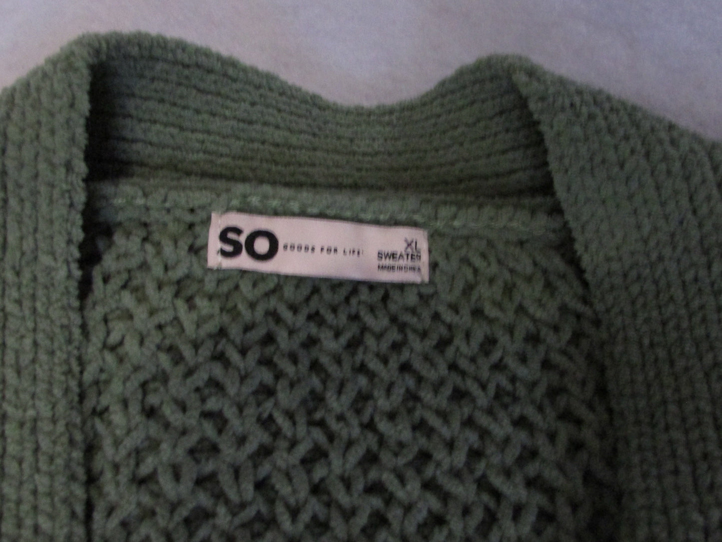 SO Forest Green Plush Knitted Sweater Cardigan - Size XL