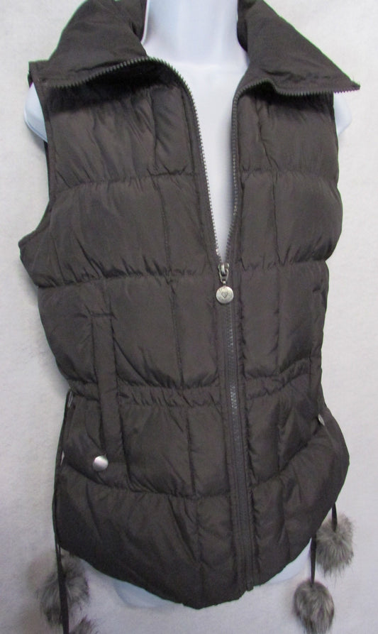 Betsy Johnson Down Puffer Vest with Cinching Waist Puffs Women's Size M