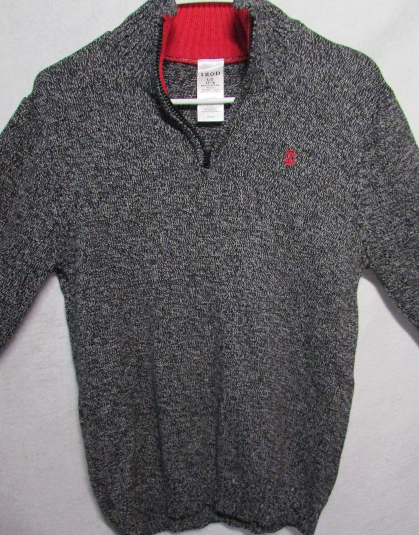 izod Men's Ribbed Sweater size L/G Gray with zipper on collar