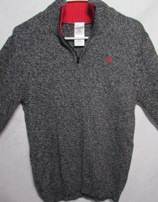 izod Men's Ribbed Sweater size L/G Gray with zipper on collar