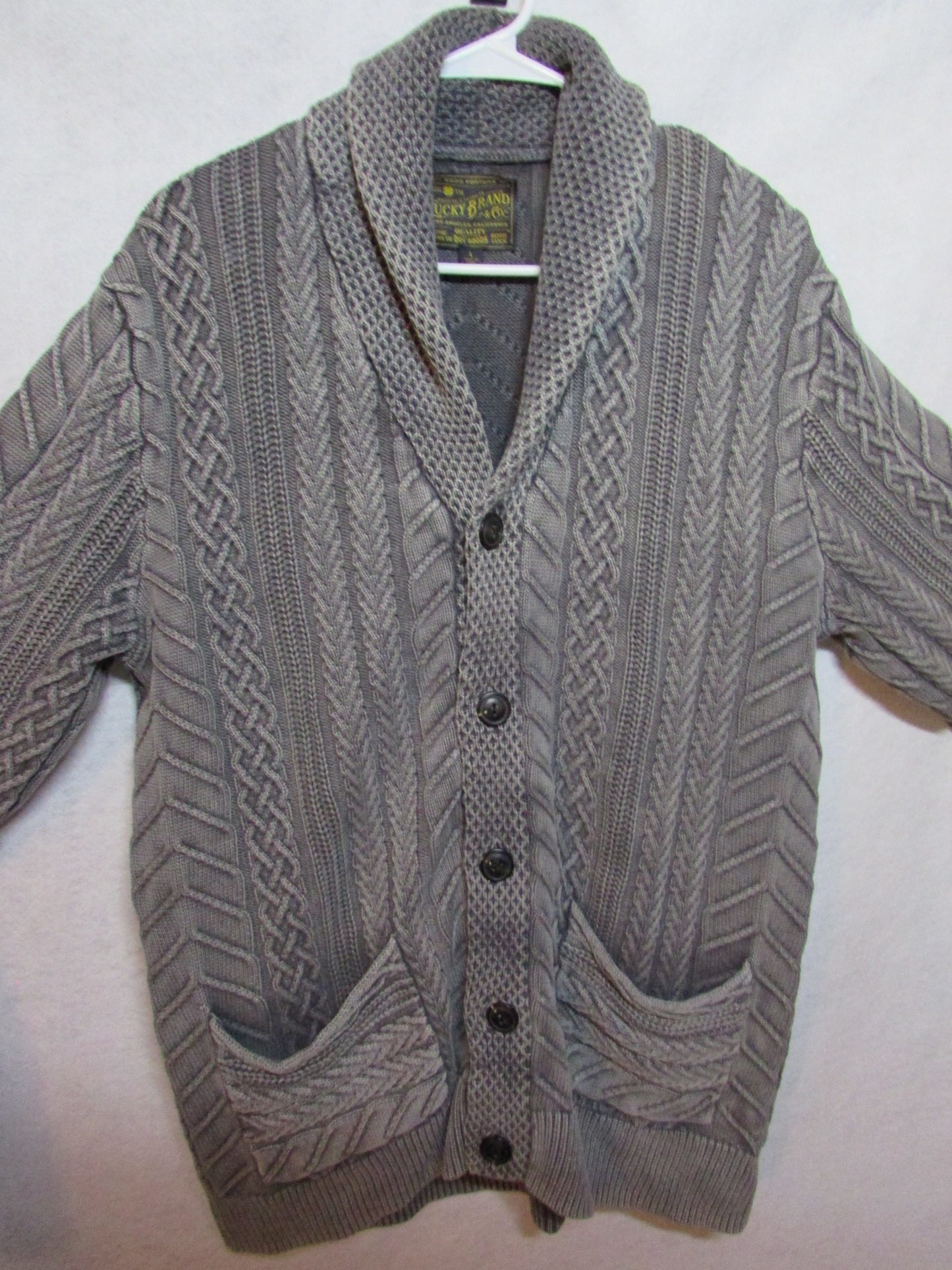 Gray Lucky Brand Men's Ribbed Sweater Size L