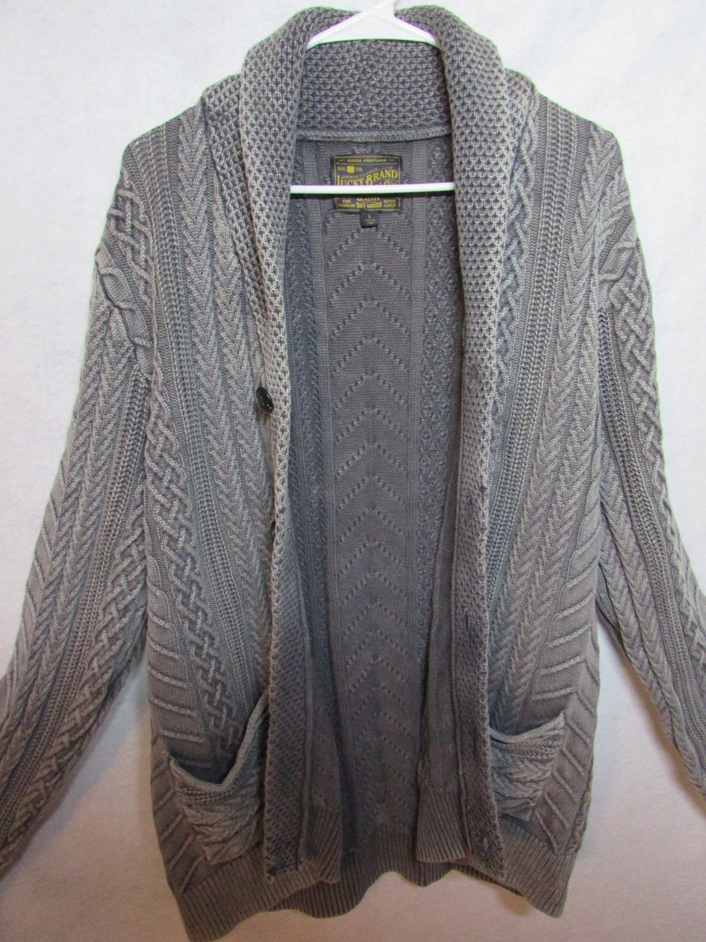 Gray Lucky Brand Men's Ribbed Sweater Size L