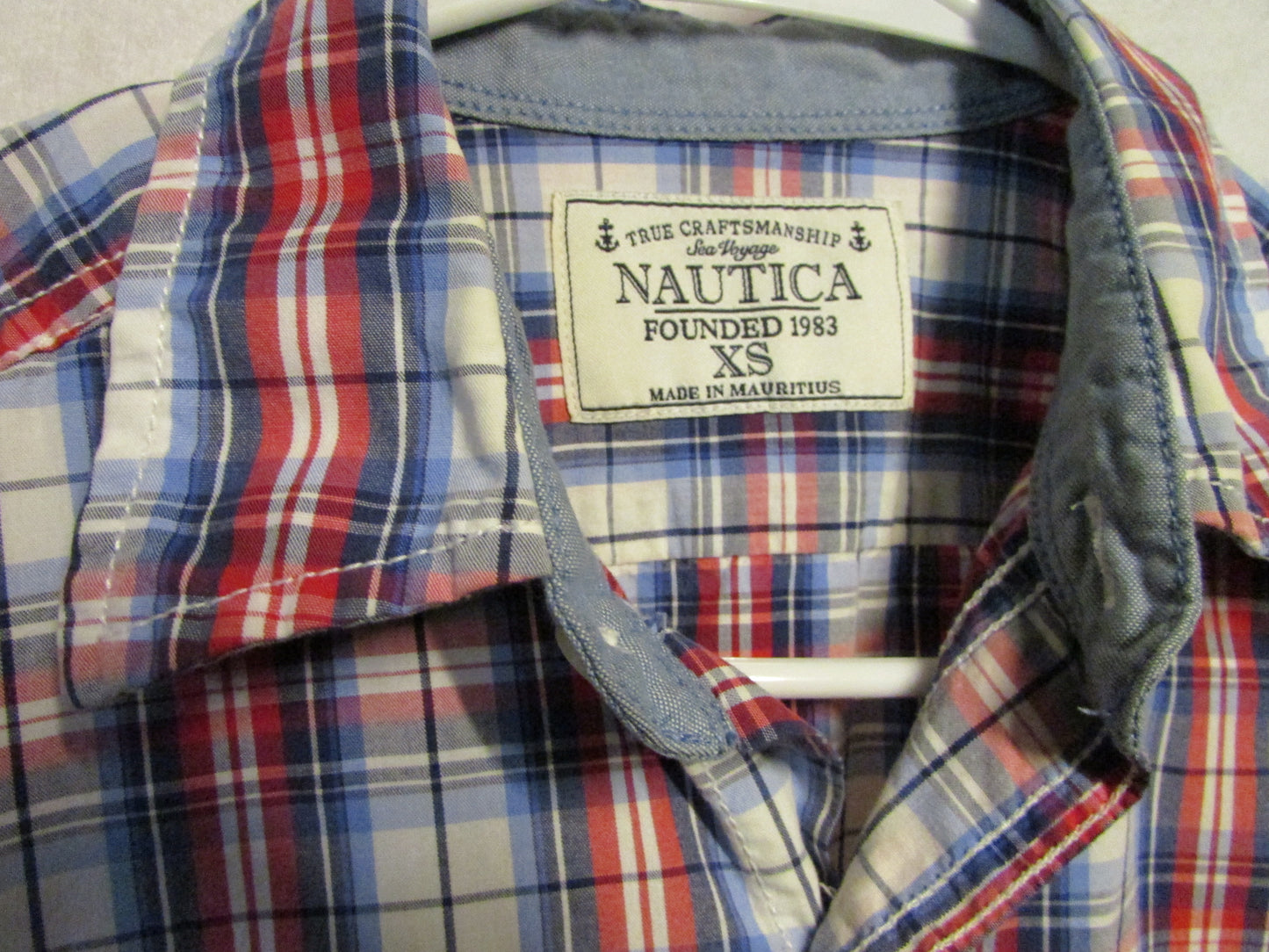 Men's Nautica Plaid Shirt Red Blue White Size XS