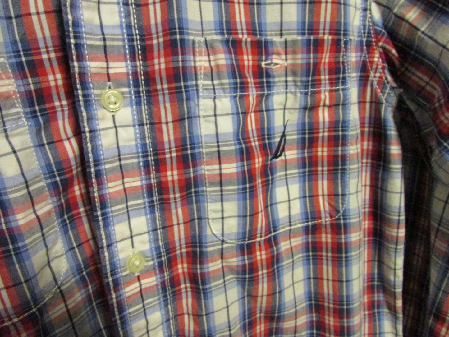 Men's Nautica Plaid Shirt Red Blue White Size XS