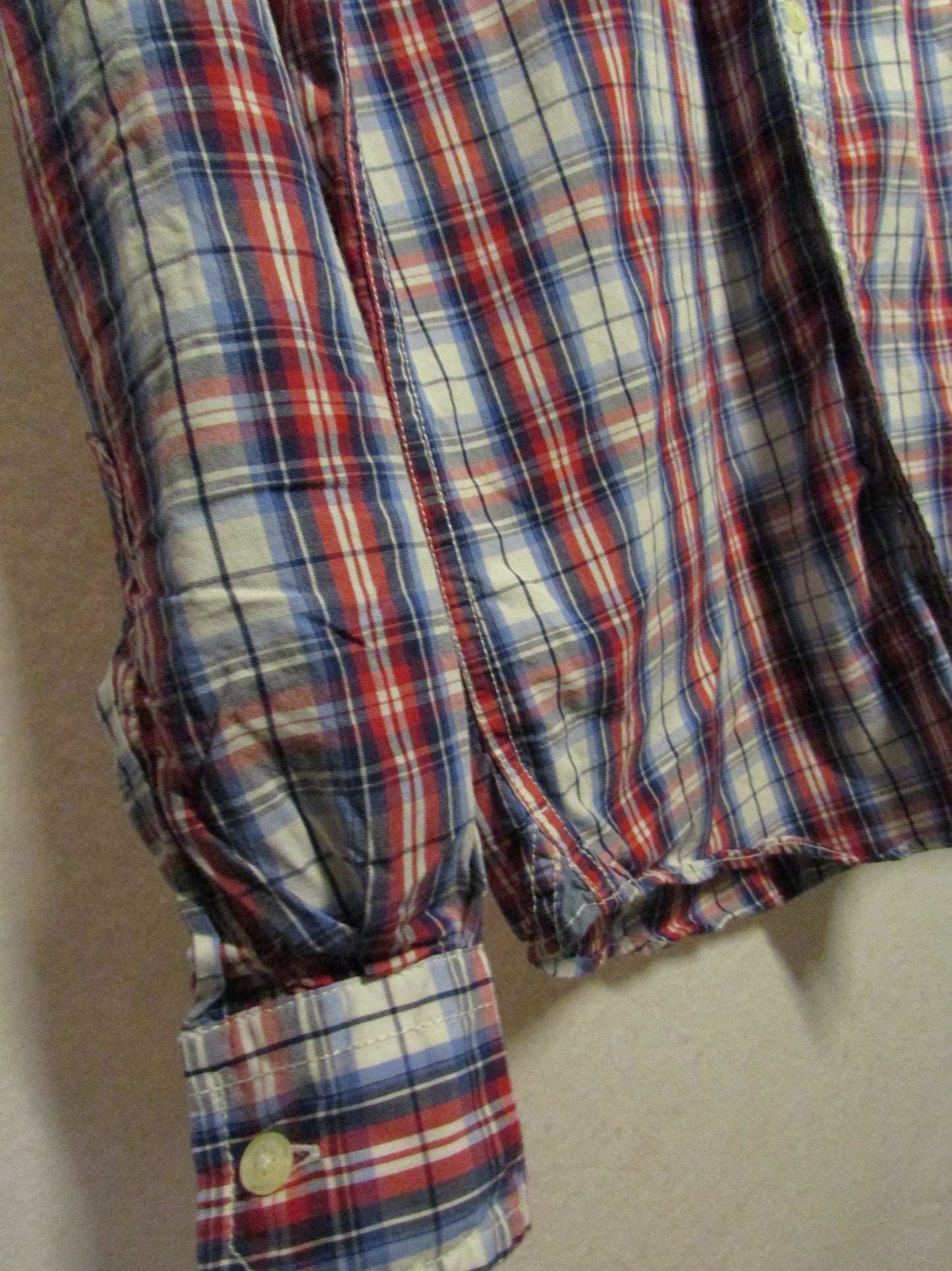 Men's Nautica Plaid Shirt Red Blue White Size XS