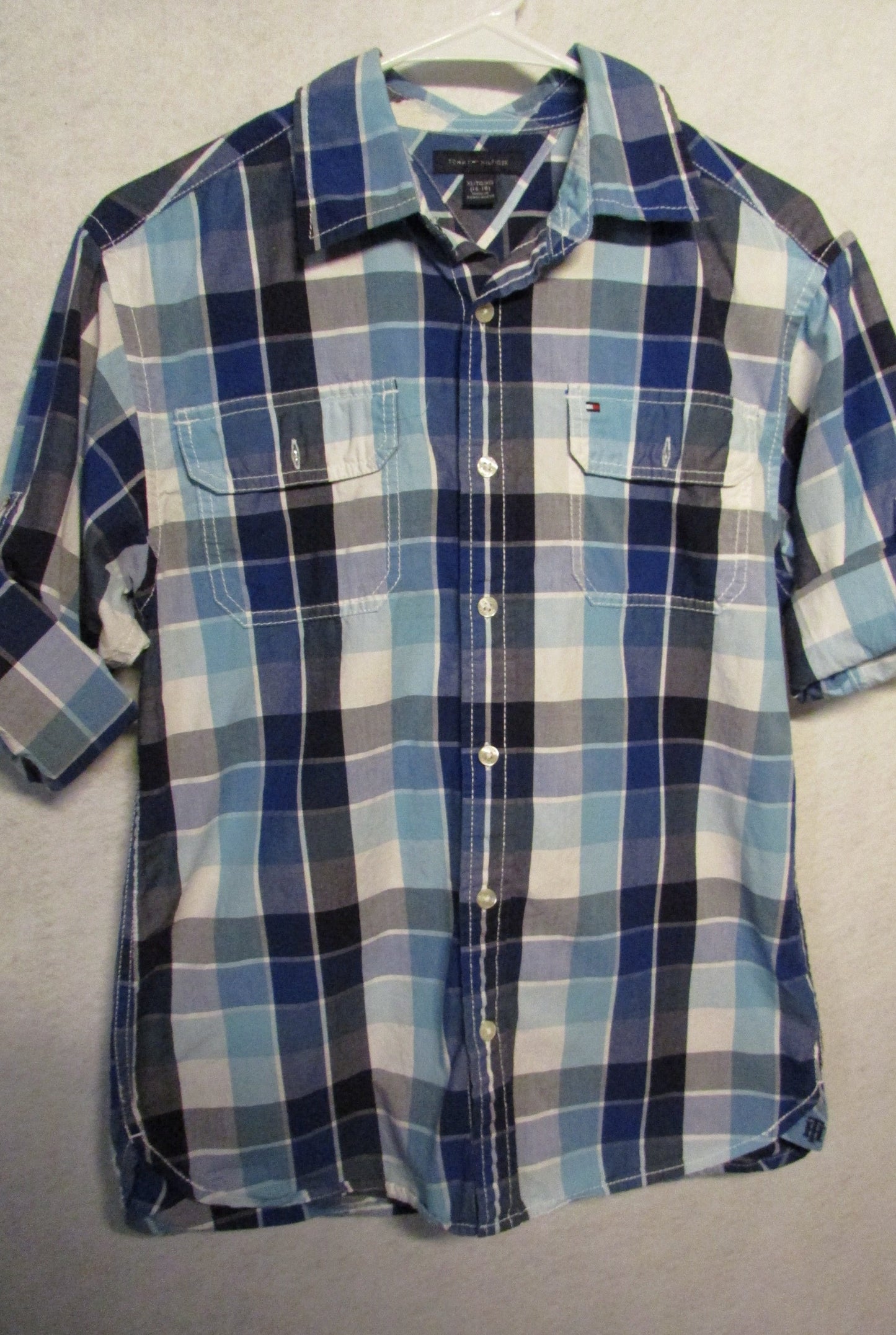 Tommy Hilfiger Light and Dark Blue Plaid Button up Shirt XL/TG/XG 16-18