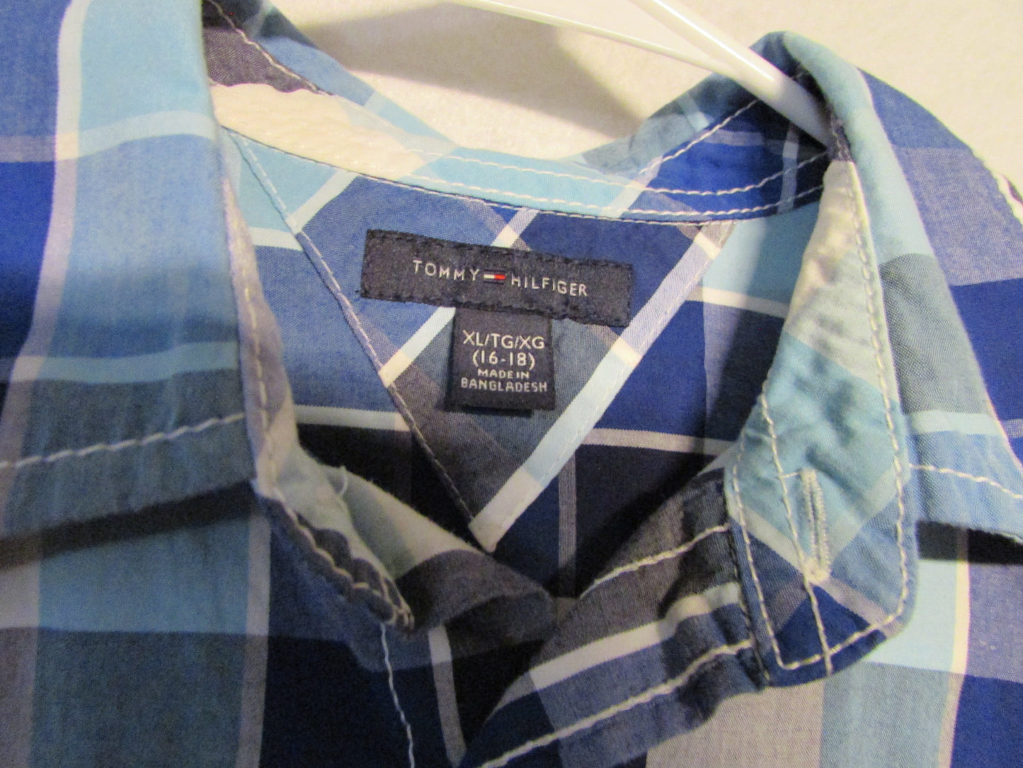 Tommy Hilfiger Light and Dark Blue Plaid Button up Shirt XL/TG/XG 16-18