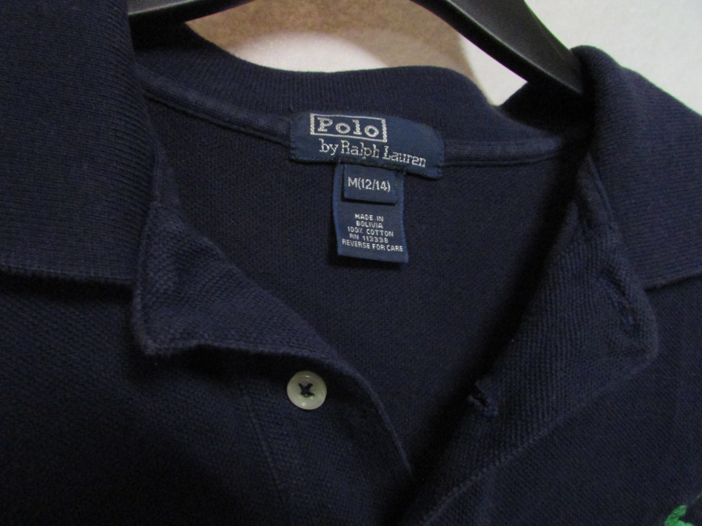 Ralph Lauren Polo Shirt Navy Blue Size M12/14 Navy Blue