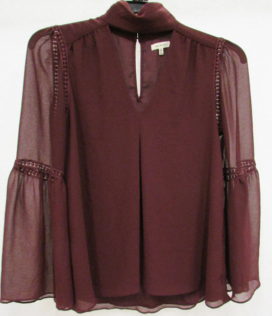 Max Studio Burgundy Blouse with Bell Sleeves Size XS