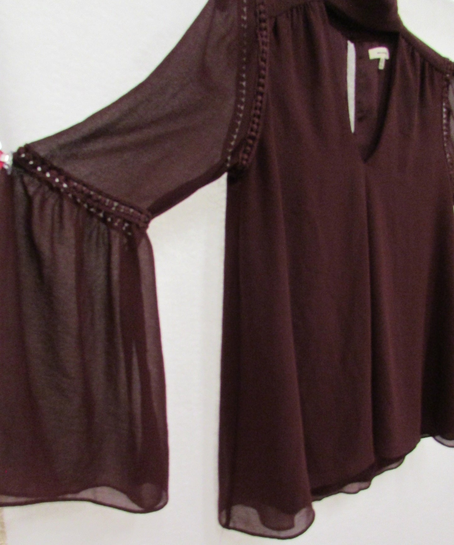 Max Studio Burgundy Blouse with Bell Sleeves Size XS