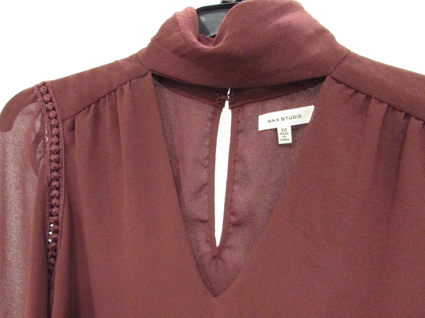 Max Studio Burgundy Blouse with Bell Sleeves Size XS