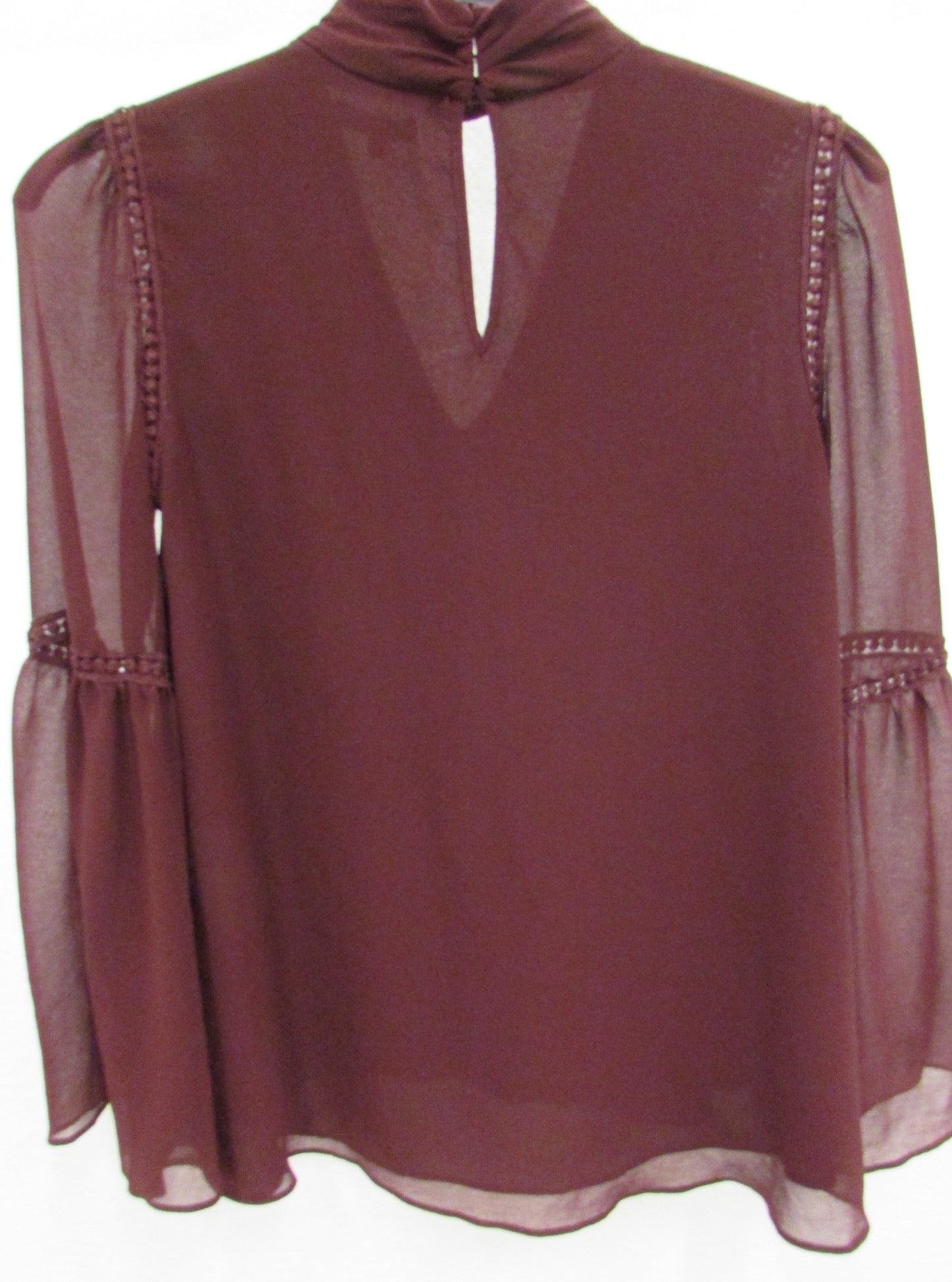 Max Studio Burgundy Blouse with Bell Sleeves Size XS