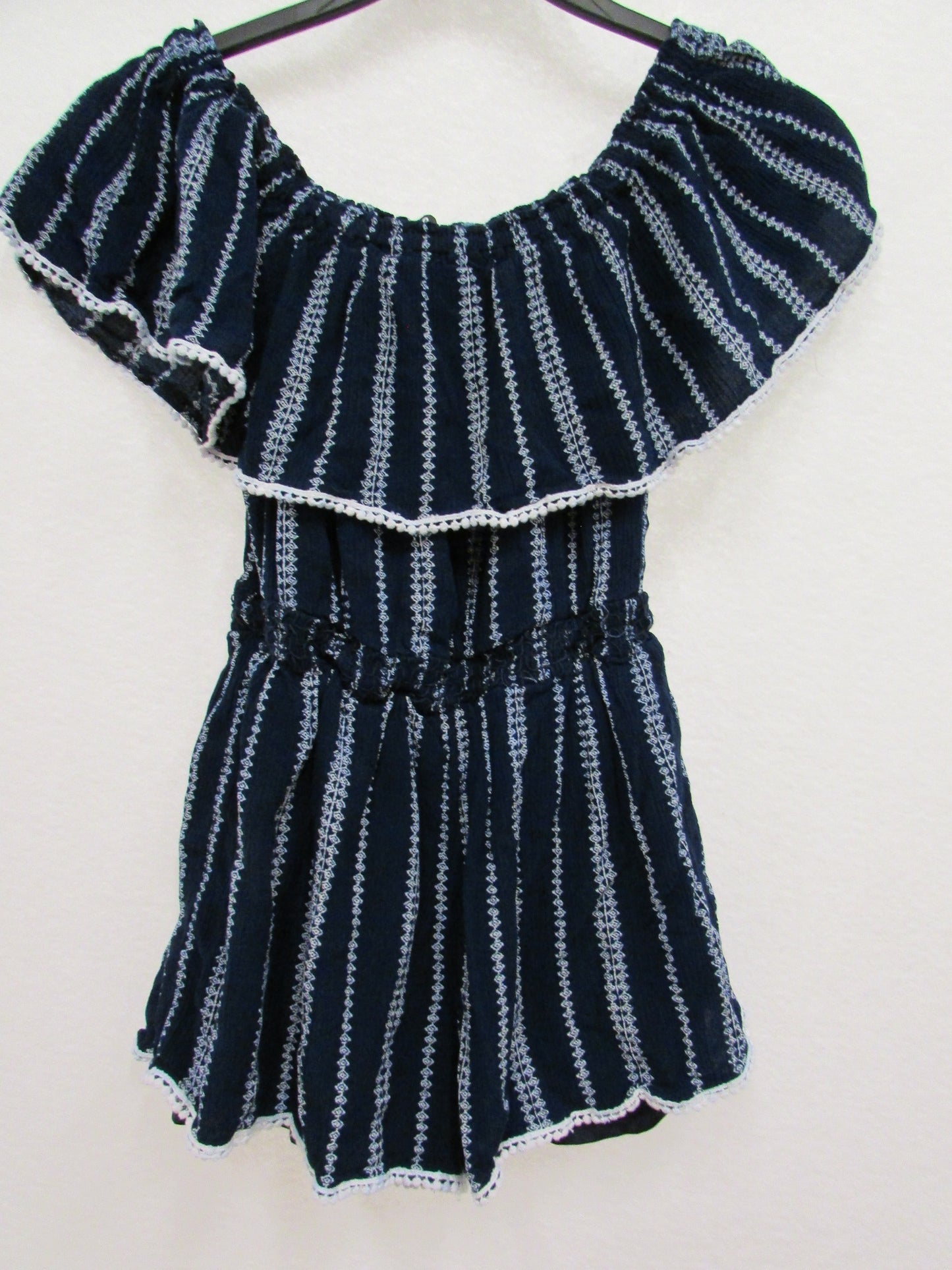 Blue and White Lulu's Romper Women's Size M