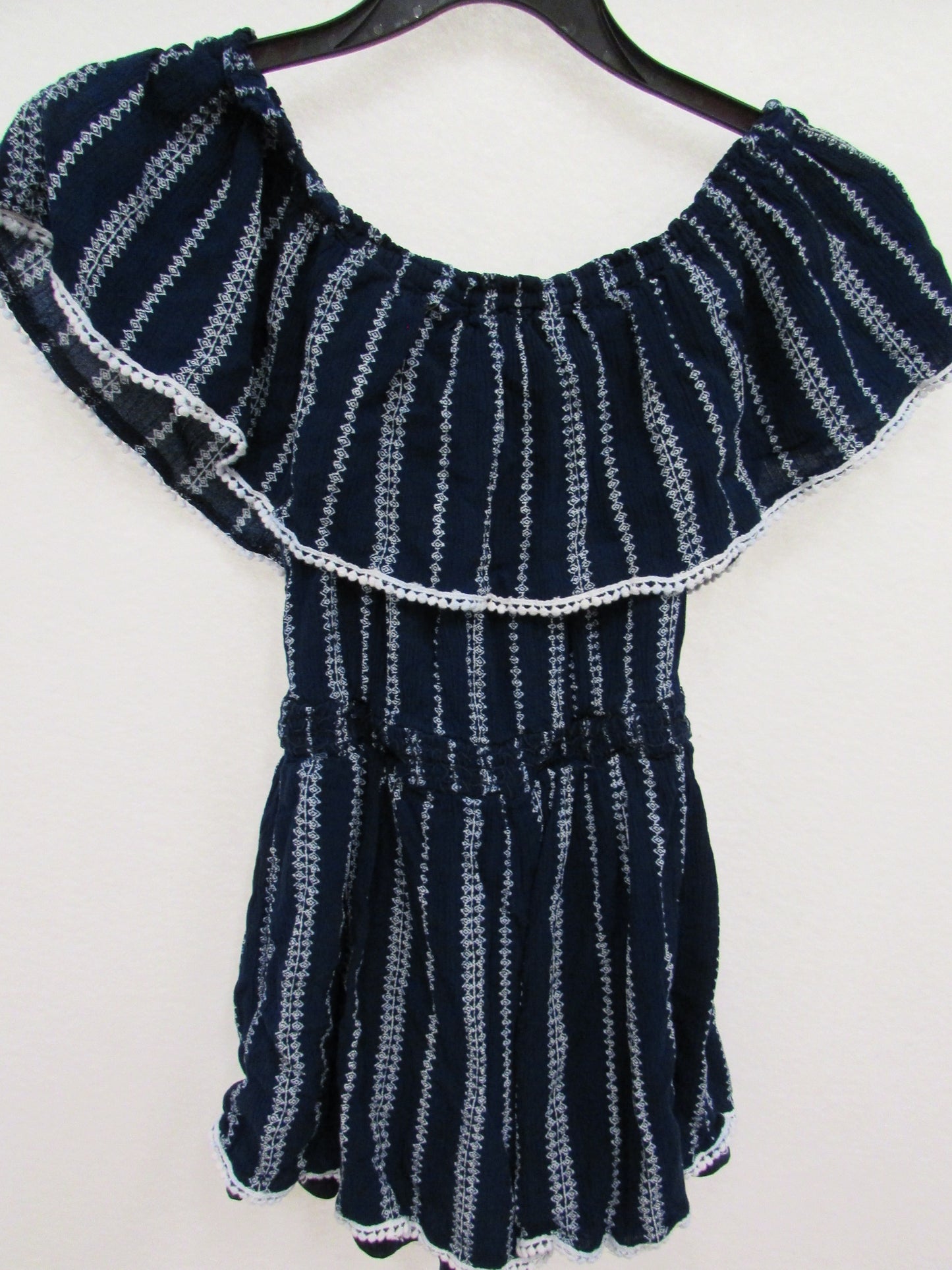 Blue and White Lulu's Romper Women's Size M