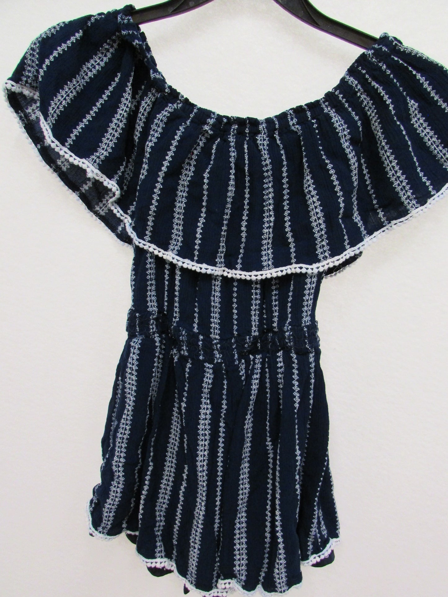 Blue and White Lulu's Romper Women's Size M