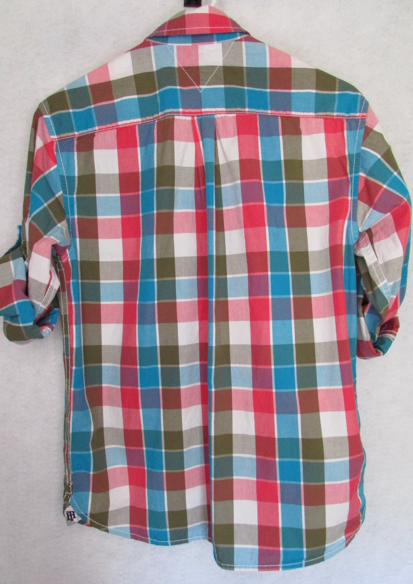 Men's Tommy Hilfiger Light and Dark Blue Plaid Button Shirt Size XL/TG/XG 16-18