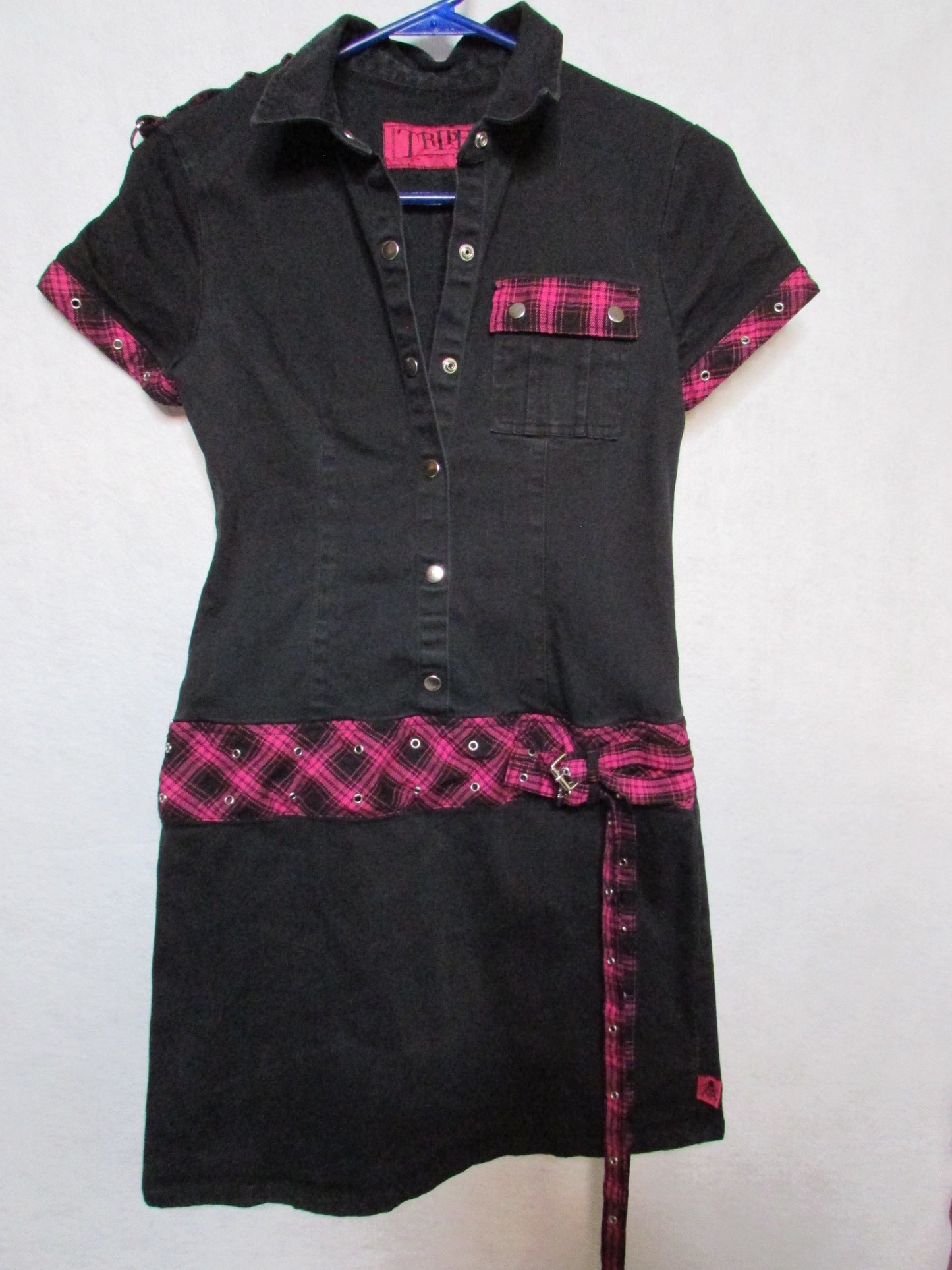 Vintage TrippNYC Dress Black and Pink Size M with Belt