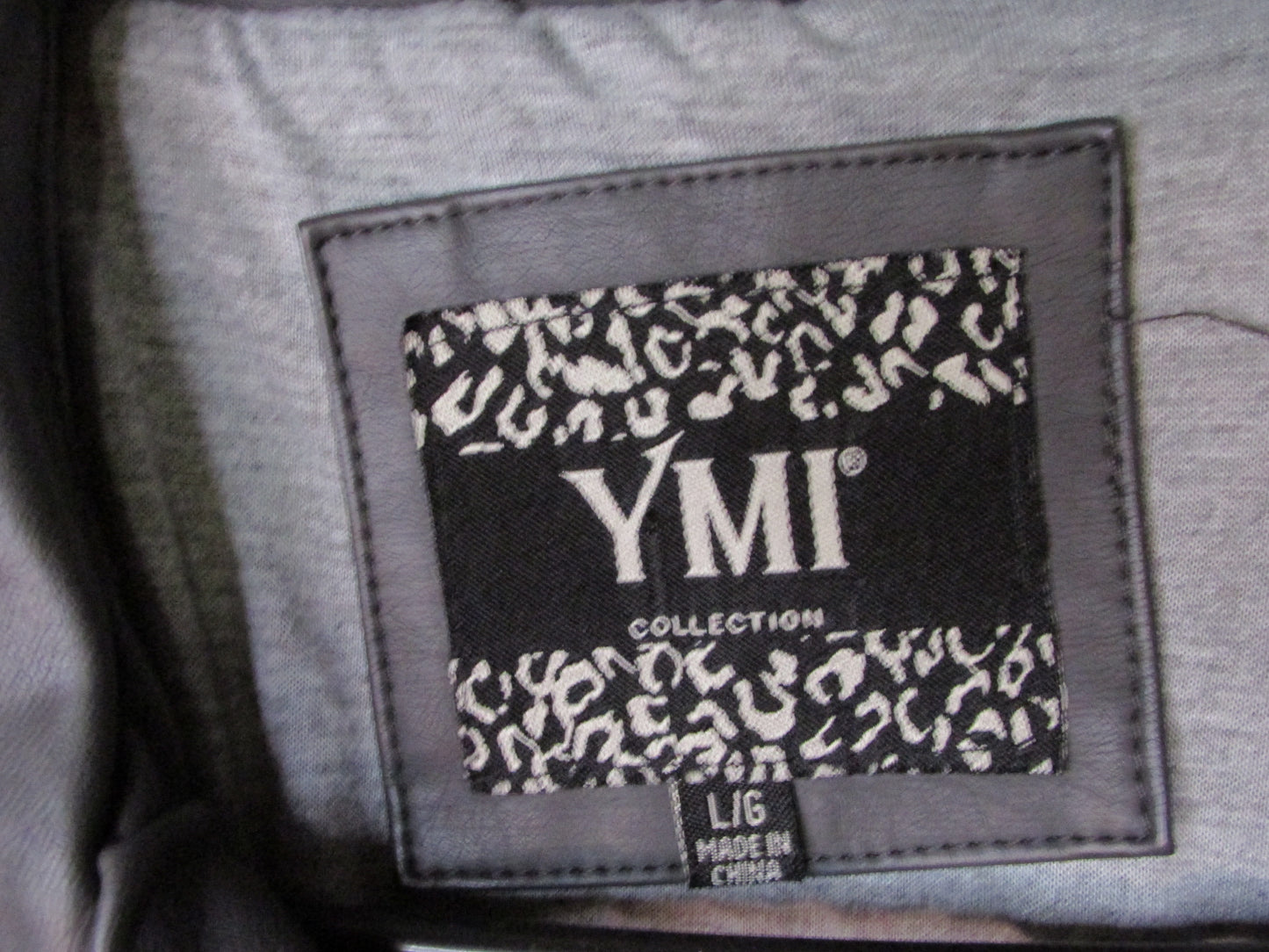 YMI Jeans Gray Leather Motorcycle Jacket - Size L