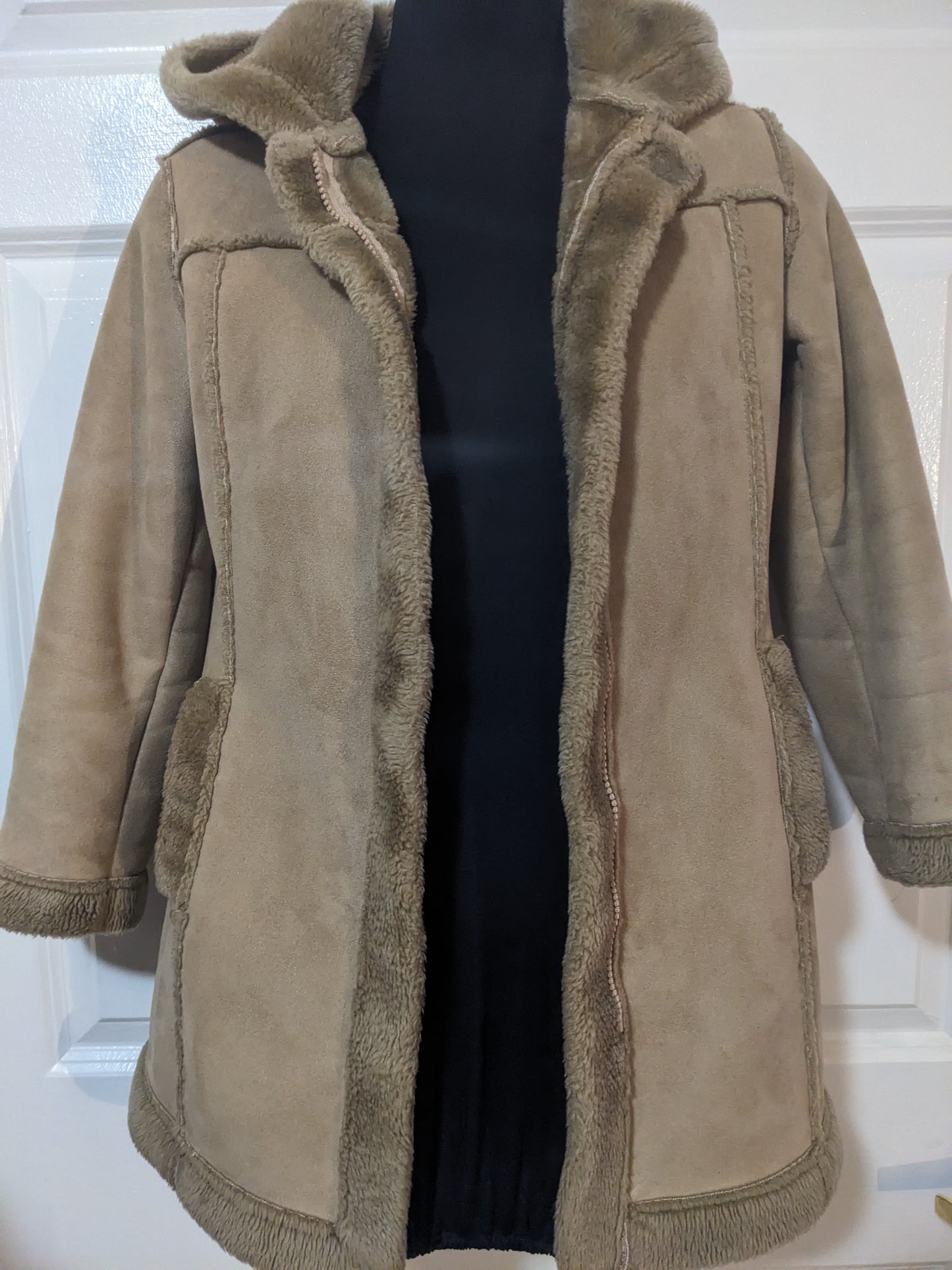 Cherokee Brown Suede Coat Lined with Faux Fur