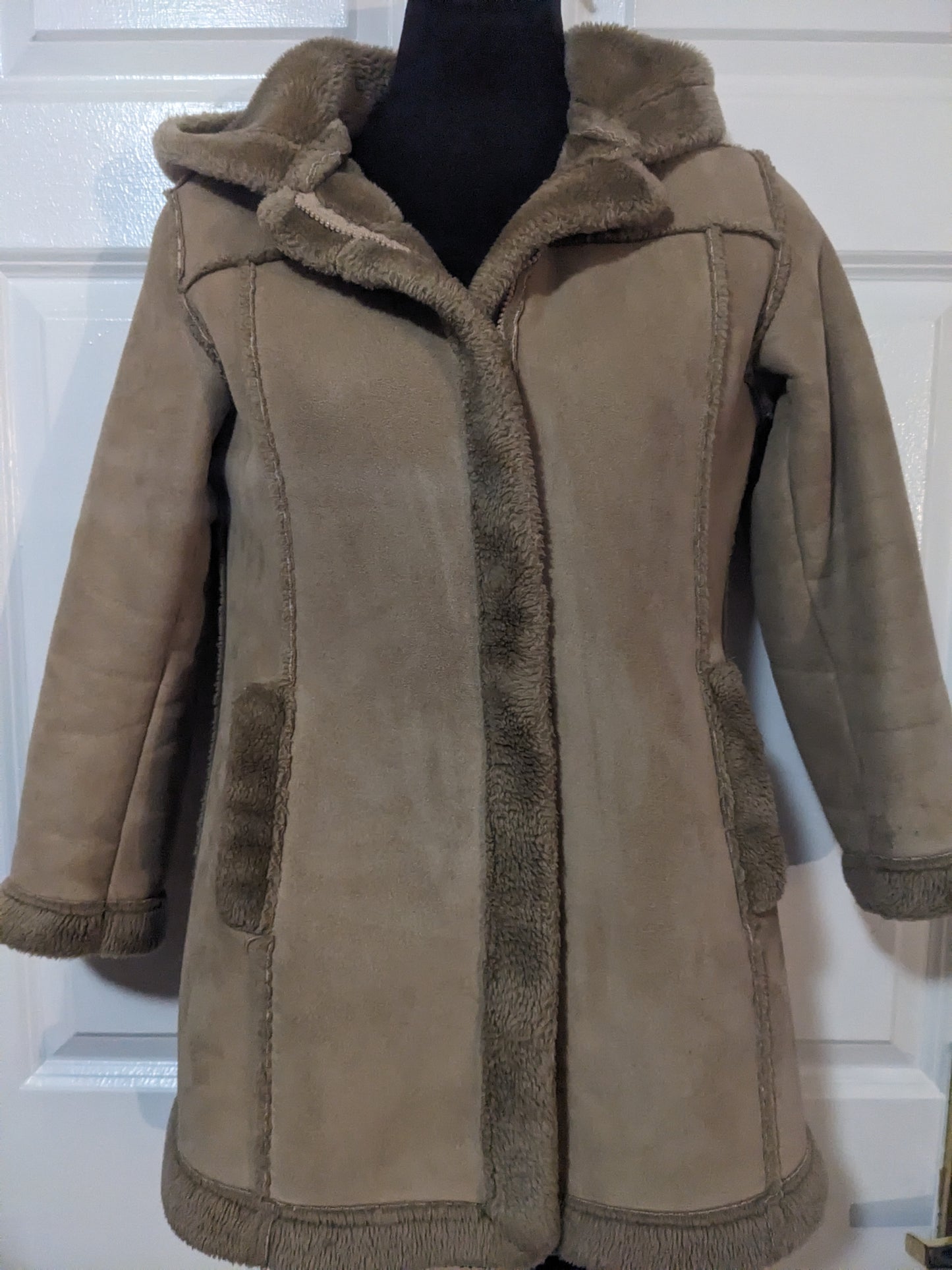 Cherokee Brown Suede Coat Lined with Faux Fur