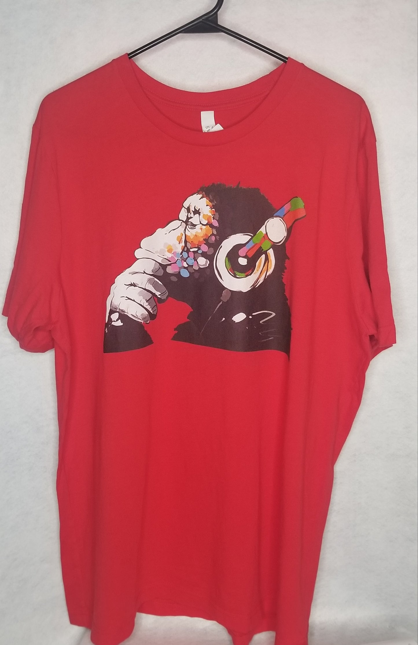 Colorful Gorilla with Headphones Graphic T-shirt  - Men's XL