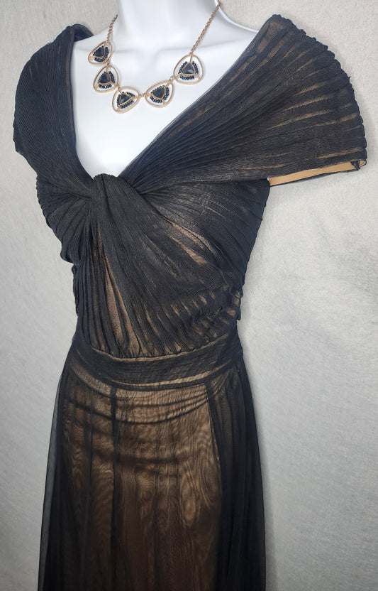 Tadashi Shoji Long Black Tulle Dress Size 10