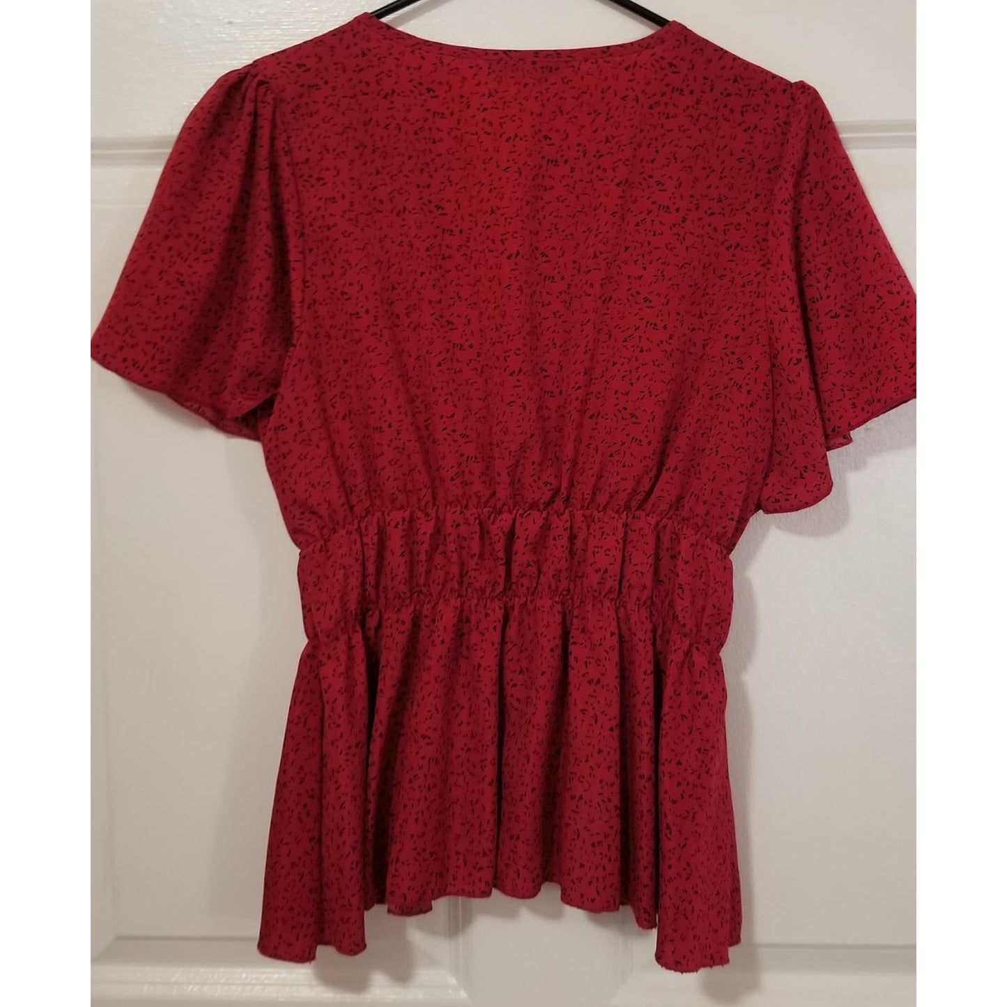 Red and Black Shein Ruffle Blouse - Size S