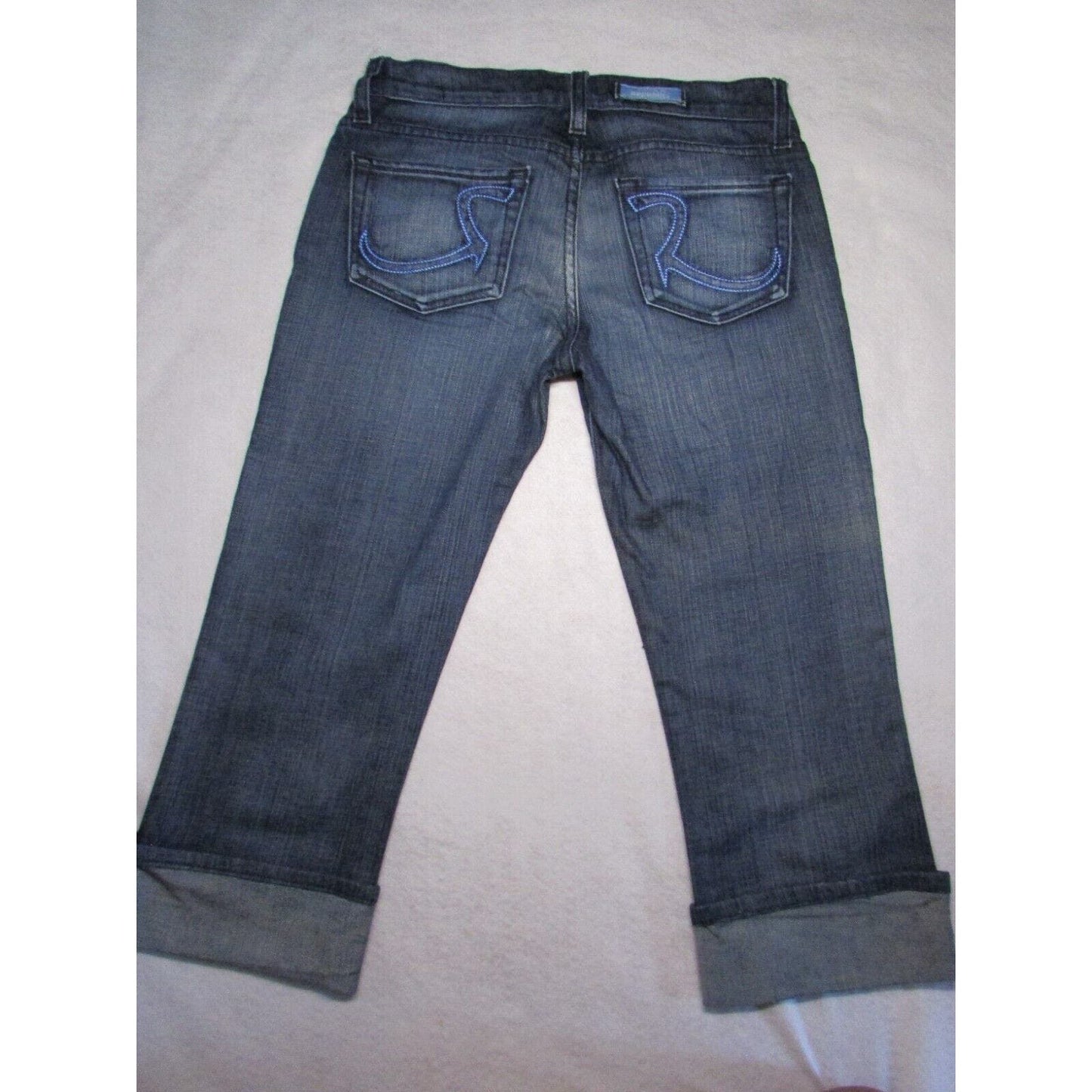 Rock & Republic Cuffed Capri Stretch Denim Dark Blue - Women's Size 25